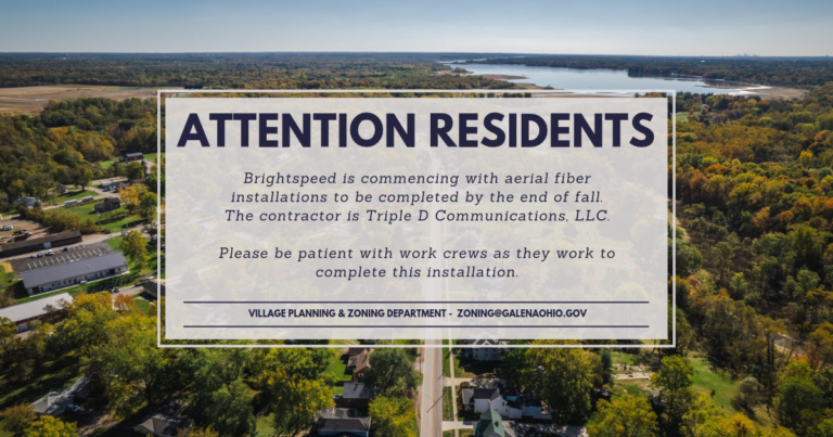 Attention Residents notice: Brightspeed aerial fiber installations by Triple D Communications, LLC, to be completed by the end of fall